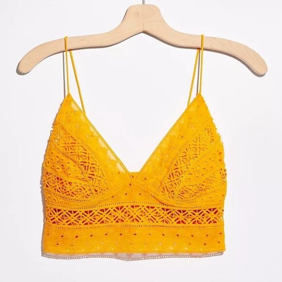 NWT Free People Mango Carina Crochet Bralette Bright Orange Size‎ Small New Boho - Picture 1 of 7